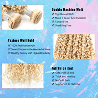 Cheveux humains vierges de haute qualité 613 blond cheveux bouclés profonds trame vierge faisceaux de cheveux blonds russes