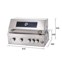 Barbecue à gaz 4 brûleurs encastrable, double usage, haute puissance, propane, entièrement en acier inoxydable 304, style américain, cuisine extérieure