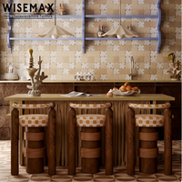 WISEMAX FURNITURE Tabouret de bar haut à dossier incurvé en bois massif et tissu Modern Home Bar Living Room Corner Bar Chair Restaurant Hotel