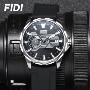 นาฬิกาข้อมือผู้ชาย FIDI ระบบควอตซ์ โครโนกราฟ หน้าปัดอนาล็อก สายซิลิโคน กันน้ำ เหมาะสำหรับใส่ลำลองและธุรกิจ - Product Image 6