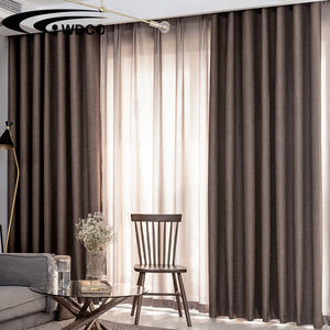 Hotel Blackout Curtain Solid Linen Fabric Full Shading Living Room Blackout Curtains - Product Image 4