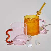 Tasse à eau personnalisée de haute qualité avec poignée, tasses à café en verre à Double paroi, tasses à thé en verre coloré, tasses