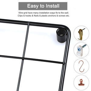 Home and Office Hanging <strong>Wall</strong> Organizer Matte Black Iron Photo Display <strong>Wall</strong> <strong>Grid</strong> - Product Image 3