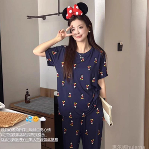 Conjuntos de ropa de dormir Pijamas de verano Ropa de Casa explosiva para mujer Pijamas cortos y largos de 2 colores - Product Image 3