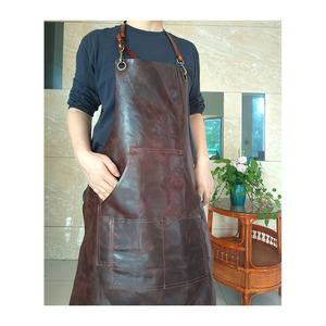 Châu Âu Và Mỹ Rắn Màu Retro Da Tạp Dề Lớp Trên Da Bò Tạp Dề, Thợ Thủ Công Treo Cổ Tạp Dề Màu Cà Phê - Product Image 4