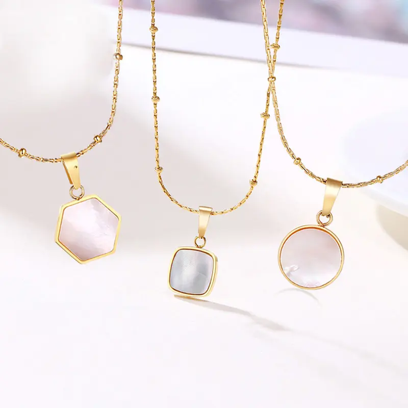 OBE brand 2020 new ladies minimalist jewellery Square malachite shell pendant necklace