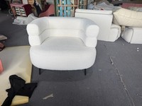 Moderne Chic Blanc Accent Recliner Canapé Chaise Boucle Tissu Confortable Fauteuils pour Salon Chic Chaise Longue Couleur Blanche