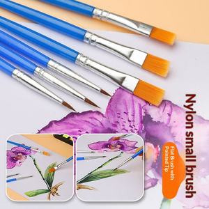 Pinceau numérique en nylon à tête plate pour enfants, idéal pour la peinture <span class=keywords><strong>sur</strong></span> gypse, céramique, pigments et aquarelle, avec manche en plastique. - Product Image 4