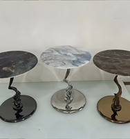 Table basse moderne de luxe en pierre frittée avec structure en fer, couleur personnalisable, mobilier de salon durable