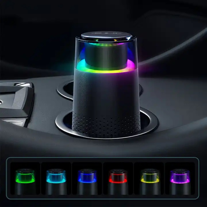 Aromacare-Mini purificador de aire portátil para coche, luz LED de viaje automotriz, color negro personalizado