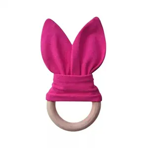 del bambino 0 12 mesi bottiglie Suppliers-Baby Molar Ring Children's Pure Color Bunny Ear Teether Accessories