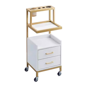 Carrito de Salón de Belleza Moderno Blanco con Ruedas, Carrito Metálico, Carrito de Acero Inoxidable - Product Image 1