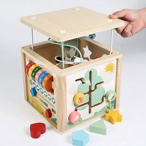 Juguetes Educativos Multifuncionales para Bebés, Regalos Sensoriales para Niños Pequeños, Niñas y Niños, Cubo de Juego de Madera, Centro de Actividades - Product Image 5