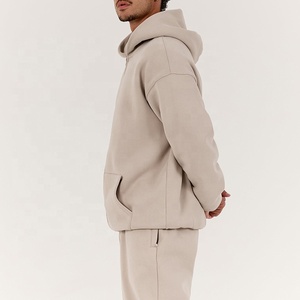 Großhandel Relaxed Fit Herren Trainings anzug Fleece Reiß verschluss Kapuzen pullover und Jogger hose Set - Product Image 2