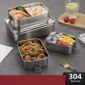 Cross Border 304 Stainless Steel Square <b>Lunch</b> <b>Box</b> Snap Lid 1400ml Capacity Modern Minimalist Design for Students Adults - Product Image 4