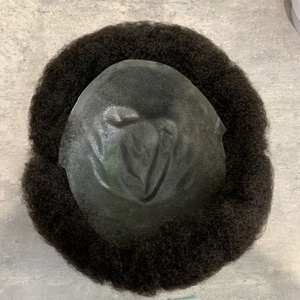 H368 Meilleures ventes Prothèse capillaire 12mm Afro Wave et Loose Wave avec base en PU et dentelle complète pour hommes noirs, 100% cheveux humains bouclés afro, expédition immédiate - Product Image 5