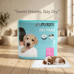 Purry Ingrosso Tappetini/Pad per Addestramento Animali Domestici alla Moda in Cotone Ecologico SAP e Carta Velina, Misura L 60x60cm, OEM/ODM, per Cuccioli, 40 pz - Product Image 2