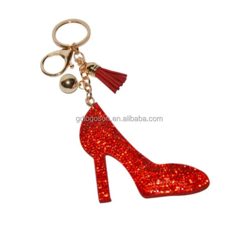 Custom Cheap Girls High Heel Shoe Keyring Gift Jeweled Rhinestone Keychains for Women