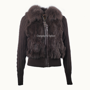 Abrigo de invierno de lujo para mujer, cárdigan de punto Reversible de lana transpirable, <span class=keywords><strong>Cuello</strong></span> de piel de zorro, prendas de vestir cálidas informales para Otoño Invierno - Product Image 3