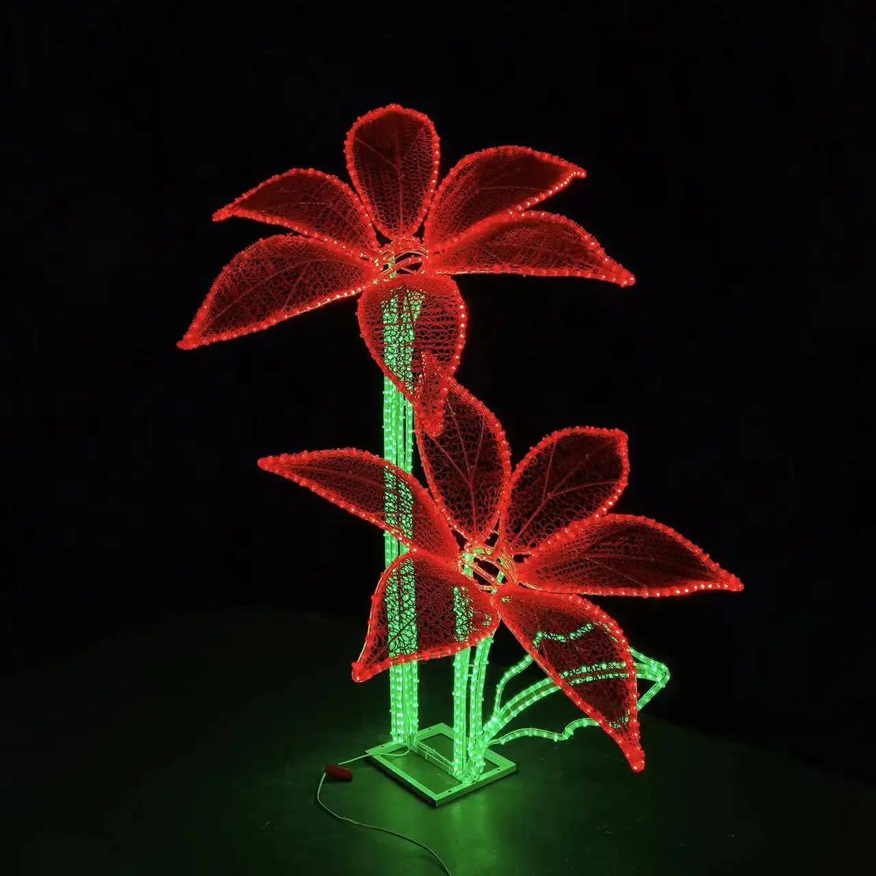 Ánh sáng ngoài trời hiển thị 3D đèn LED đỏ giáng sinh Hoa Trung Quốc Đèn lồng sắt Acrylic kỳ nghỉ trang trí hoa Motif ánh sáng