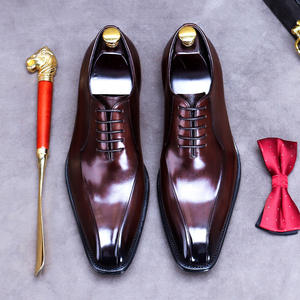 Nuevos Zapatos Formales de Negocios para Hombre, Estilo Inglés con Cordones, Ligeros, Transpirables, Antideslizantes, Cosidos, Zapatos de Boda con Punta Cuadrada - Product Image 1