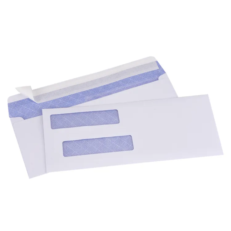 Sobre de papel de impresión para ventana, autoadhesivo de seguridad, blanco y blanco