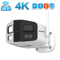 Caméras de sécurité extérieures sans fil Anxinshi 4K pour la maison 180 °   Système de caméra CCTV à double objectif Fisheye, vision nocturne couleur intelligente Tuya