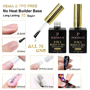 Poemyun Gel Constructor de Uñas Nuevo y Popular, con Logotipo Personalizado, Muestra Gratuita, Diseño en Botella de 15ml, Gel Constructor 8 en 1 - Product Image 1