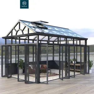 Automatic for winter freestanding glass houses aluminium sunrooms villa glass houses prefabricated house prefab