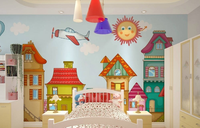 Papier peint de bonne qualité pour chambre d'enfant, papier peint mural 3D couleur dessin animé maison garçon et fille, papier peint personnalisé pour chambre d'enfant, design de chambre d'enfant