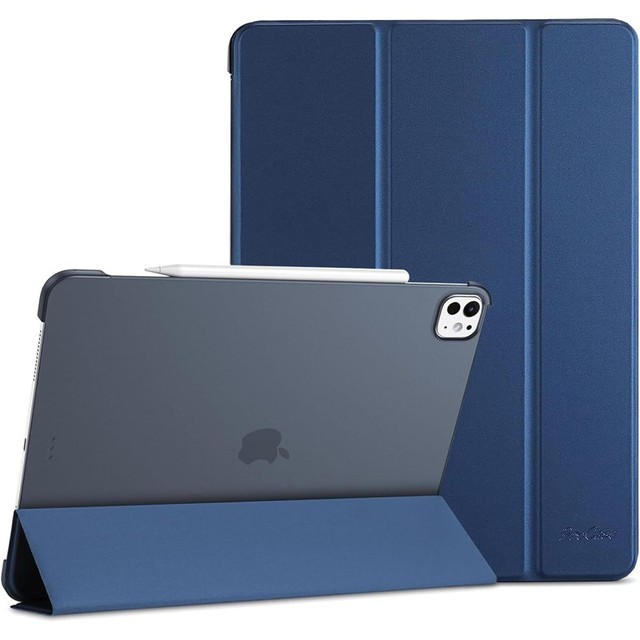 For ipad air 11 Inch Case M2 2024 Hard Clear Back Sleep Folded Leather Cover