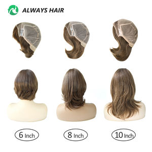 Perruque en cheveux humains européens courts et lisses de 6 pouces, densité de cheveux de 120%, perruque à dentelle frontale semi-nouée à la main - Product Image 3