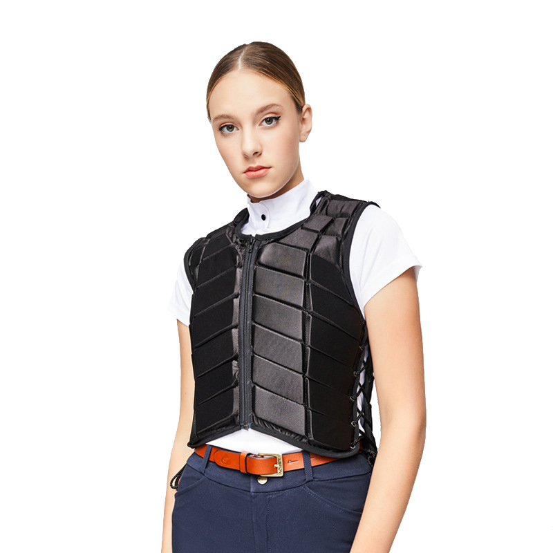 Черный виниловый и пенопластовый защитный жилет для верховой езды, спортивное защитное снаряжение