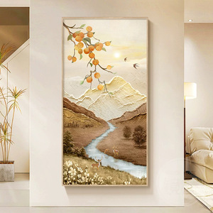Landscape Painting Oil <b>Canvas</b> Wooden <b>Frame</b> 100% Handmade Classical Style For Entryway Or Corridor Decor - Product Image 1