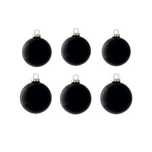 LOT DE 6 BOLLES EN VERRE DIAM. 8CM, COULEUR NOIR BRILLANT - Product Image 1