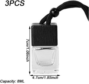 Botella de vidrio negra degradada clásica de 8 ml con tapa de madera negra, difusor de perfume para coche, ambientador colgante para aceites esenciales - Product Image 2