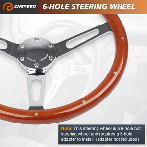 Volante de Madera CNSPEED de 15 Pulgadas, 6 Orificios, 3 Radios, para Autos Clásicos - Product Image 1
