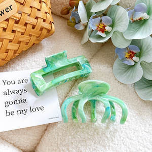 Accessoires pour cheveux pour femmes, ensemble de pinces à cheveux simples en plastique vert avocat, grandes pinces à cheveux, pinces à cheveux pour femme, vente en gros - Product Image 2