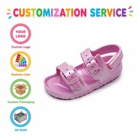 Детские сандалии Shimmer Pink с регулируемым ремешком, блестящие, для улицы, из ЭВА, легкие, дышащие, милые, для девочек, летние