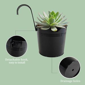 Yulin jiafu kim loại treo trồng cho ban công bên ngoài đường ray hàng rào với móc có thể tháo rời, chậu hoa bên ngoài cho sân vườn - Product Image 4