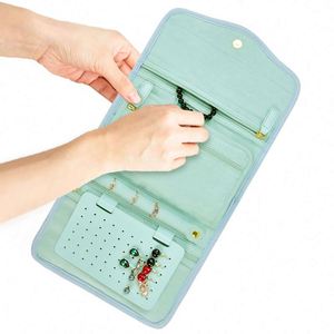 BSCI factory Quilted material <b>Travel</b> <b>Jewellery</b> Organiser <b>Roll</b> Foldable Jewelry bag - Product Image 4