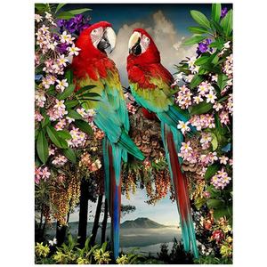 Peinture de diamant 5D à faire soi-même, décoration de maison, point de croix, une paire de perroquets, vente en gros - Product Image 1