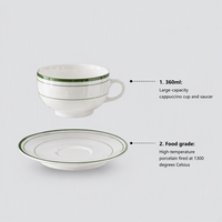 Mug à café en céramique blanche rayée personnalisé de 360 ml, design minimaliste moderne pour la maison, le café, ensemble tasse et soucoupe à latte