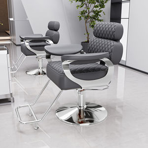 Adjustable Barber <b>Chair</b> Contemporary Salon Styling <b>Chair</b> Quilted PU <b>Leather</b> <b>Reclining</b> Hydraulic Seat Black - Product Image 2