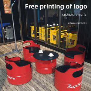 <span class=keywords><strong>Bar</strong></span>, <span class=keywords><strong>bar</strong></span> informal, conjunto de mesa y sillas de estilo industrial, tienda en línea popular, cafeterí<span class=keywords><strong>a</strong></span>, restaurante, asientos de barriles de hierro forjado, sofá - Product Image 3