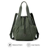 Sac à dos en nylon imperméable avec cordon de serrage, grande capacité, sac fourre-tout pour femme, logo personnalisé, léger, sac à dos décontracté pour étudiants, gym