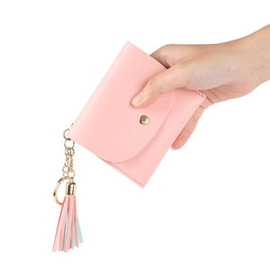 ग्लम्पकिलोग्राम बहुमुखी मिनी वॉलेट फ्रिंज कार्ड धारक साधारण कैंडी रंग महिलाओं की आईडी पाउच - Product Image 4