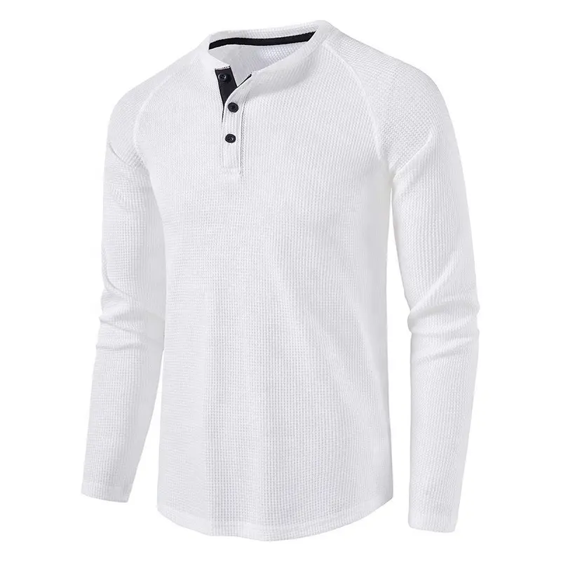 Custom Henley Long Sleeve Shirts Casual Formal Full Tee Polo High Quality Tshirt Mens Shirts Long Sleeve