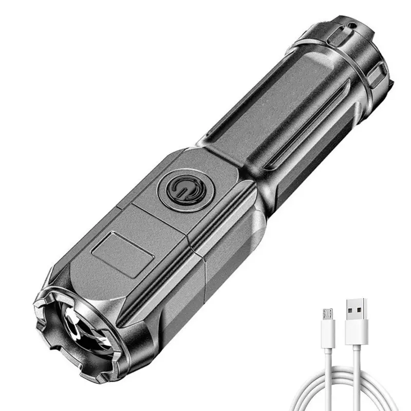 Ultra Bright Flashlight ABS Strong Light Focusing Led Flash Light Rechargeable Zoom Xenon Forces Outdoor Multi-function Torch