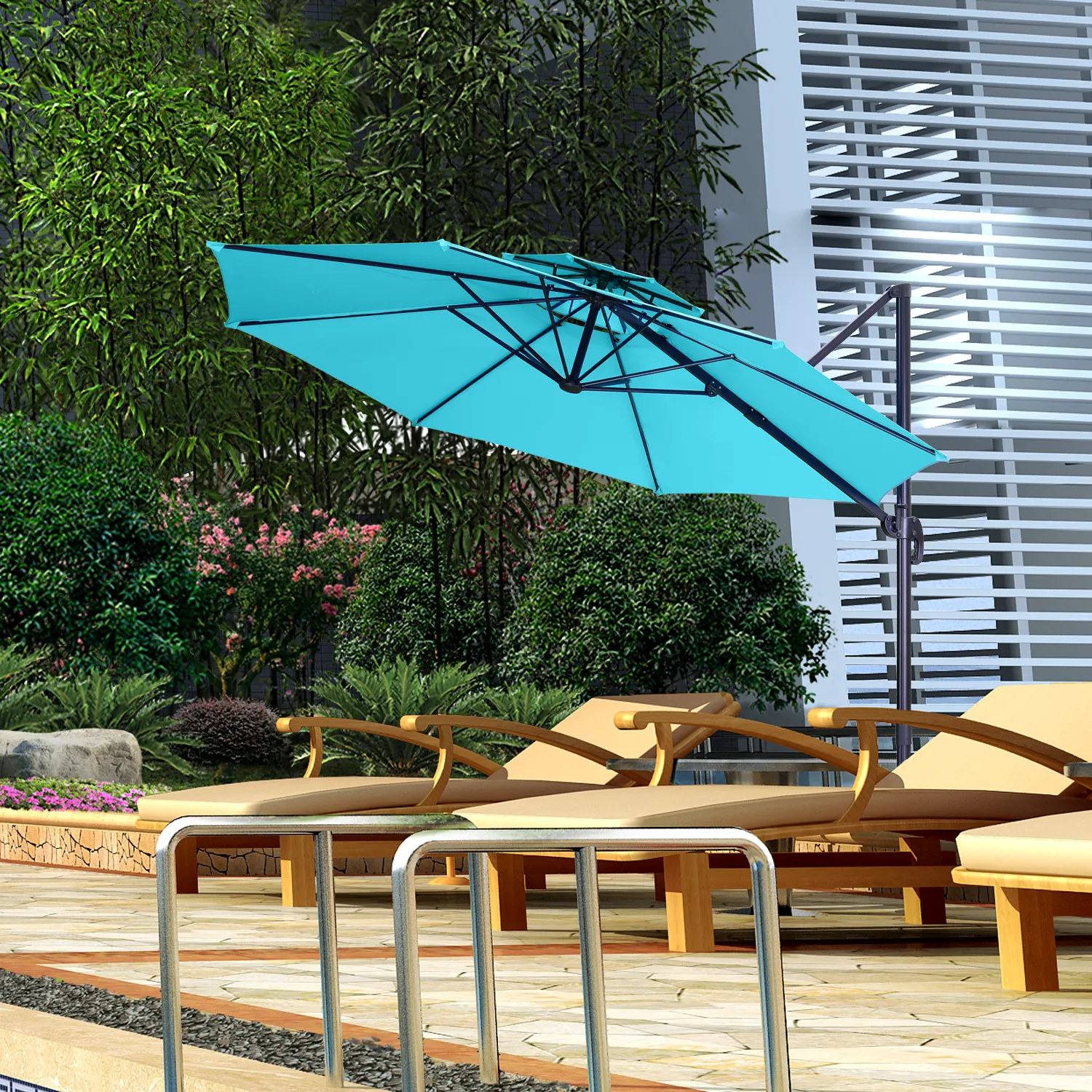 10FT outdoor umbrella on sale lager size round Cantilever 2-layer Patio Roma Parasol two-layer large outdoor umbrella with base